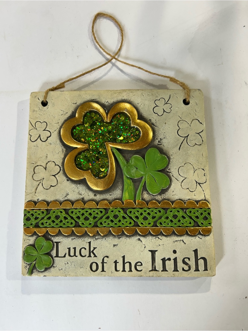 Luck of the Irish Green Shamrock Wall Hanging